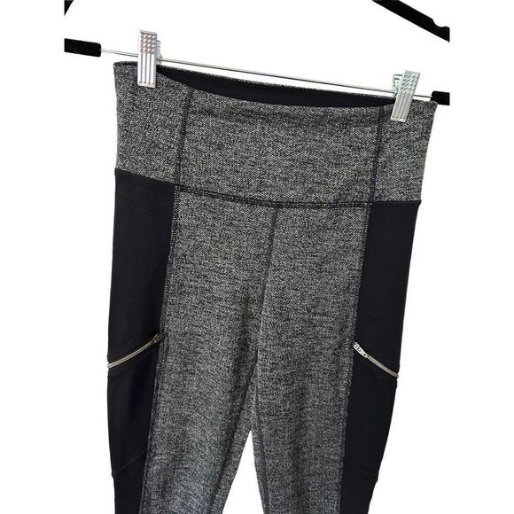 Athleta Gray Black Leggings Small Zippers on side - Picture 2 of 6